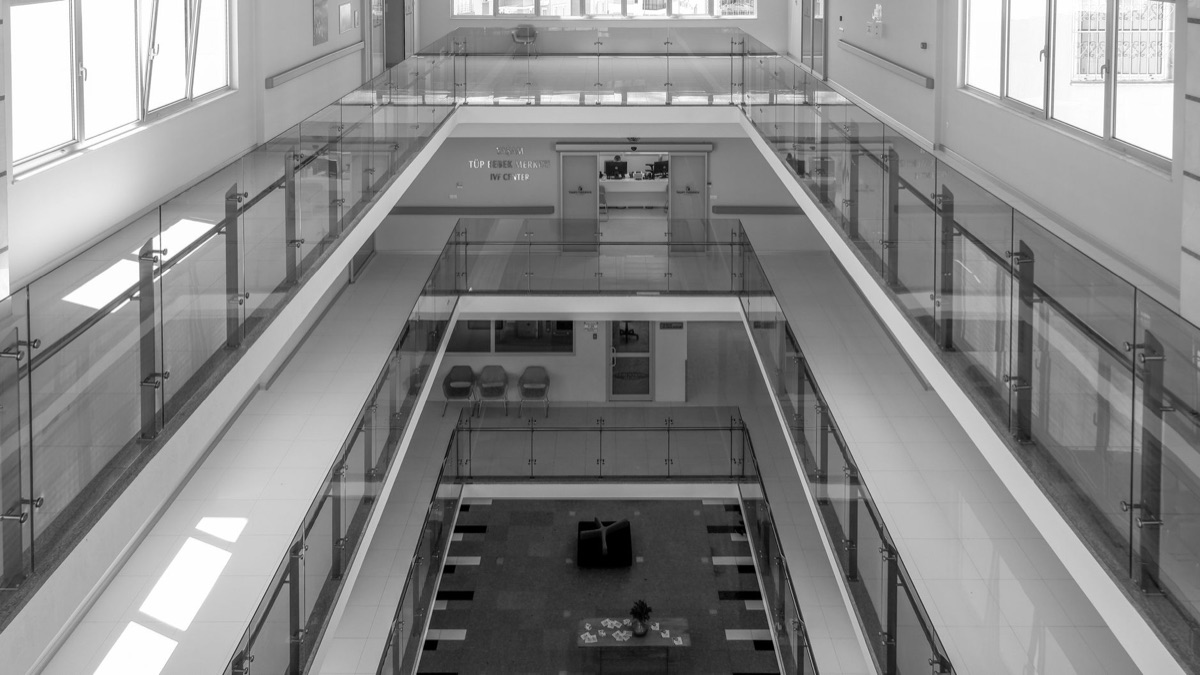 DVLA office interior with filing cabinets and desks