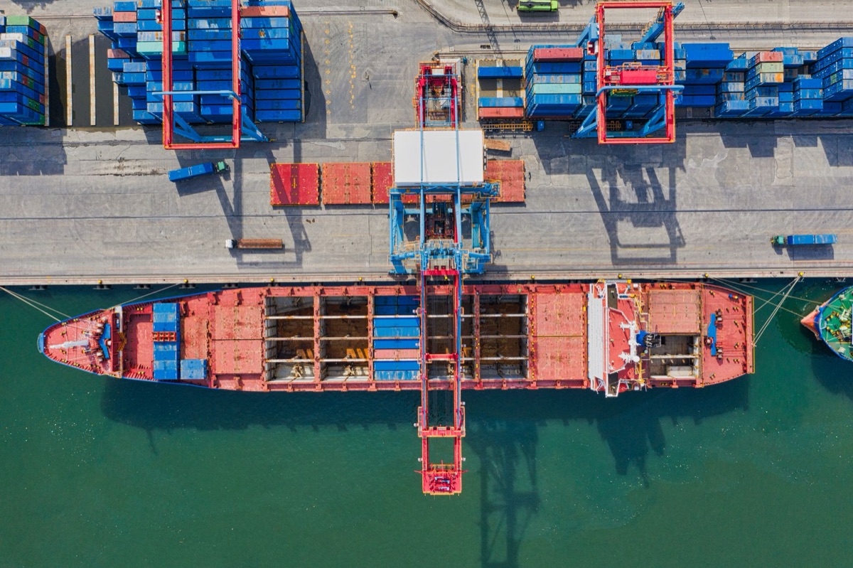 container truck at port